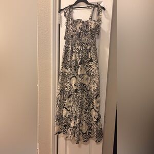 Umgee Black and Cream Floral Paisley Maxi Sundress